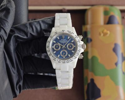 Replace Battery Replica ROLEX Daytona 43MM Quartz Movement Ceramics Case Sapphire Glass Blue Watch